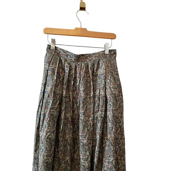 Vintage 80s Charter Club Rayon Skirt Classic Green Paisley Print - Picture 4 of 6